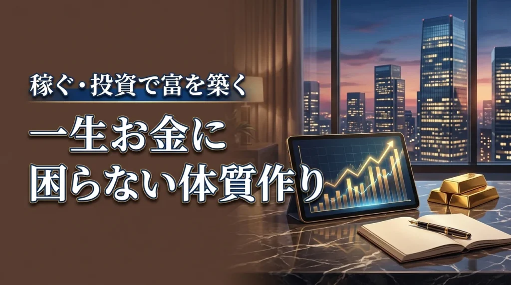 【一生お金に困らない】投資や稼ぐ方法を実践し富を貯める体質を作るコツ（記事のアイキャッチ画像）